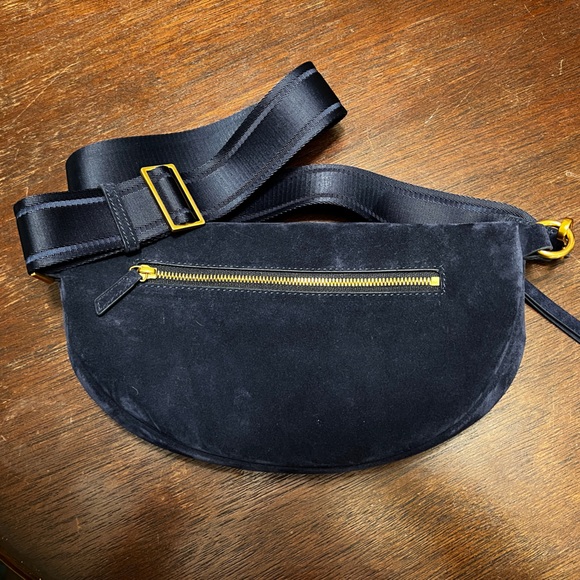 Quince Blue Suede Women's Italian Sling Bag - Picture 6 of 6